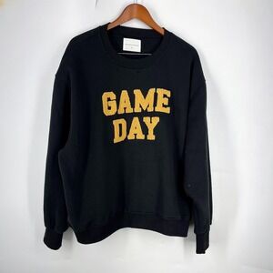 Panache Apparel Game Day Chenille Graphic‎ Sweatshirt Black XL Womens Pullover